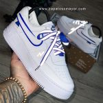 Tenis Blanco Azul Air force caution Cosido nike 2022