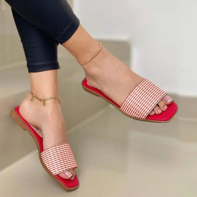 sandalias planas rojas mujer SP002-R
